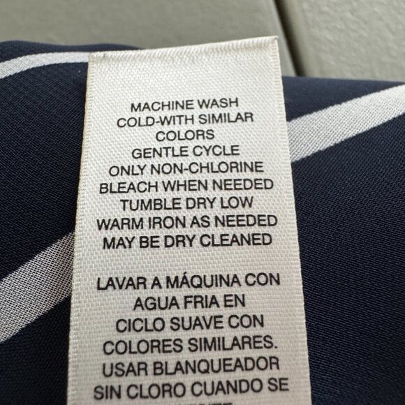 Chico’s Size 3 (XL 16/18) Navy Open Front Cardigan Striped Chiffon Back Mixed Me - Picture 7 of 8